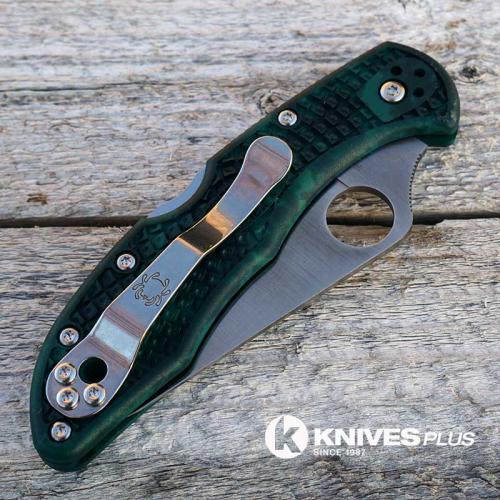 MODIFIED Spyderco Delica 4 - Satin S30V - Forest Zome - Rit Dye Hand