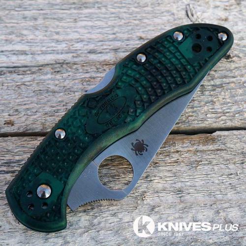 MODIFIED Spyderco Delica 4 - Satin S30V - Forest Zome - Rit Dye Hand