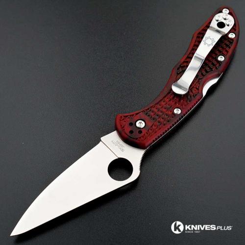 MODIFIED Spyderco Delica 4 - Satin VG10 - Red and Black Zome - Rit Dye Handle