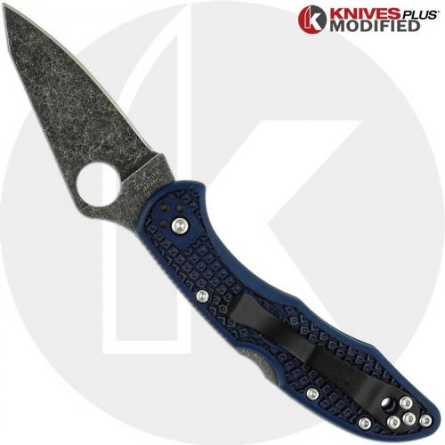 MODIFIED Spyderco Delica 4 - Youre My Boy Blue - Acid Wash - Regrind - Rit Dyed