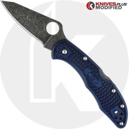 MODIFIED Spyderco Delica 4 - Youre My Boy Blue - Acid Wash - Regrind - Rit Dyed