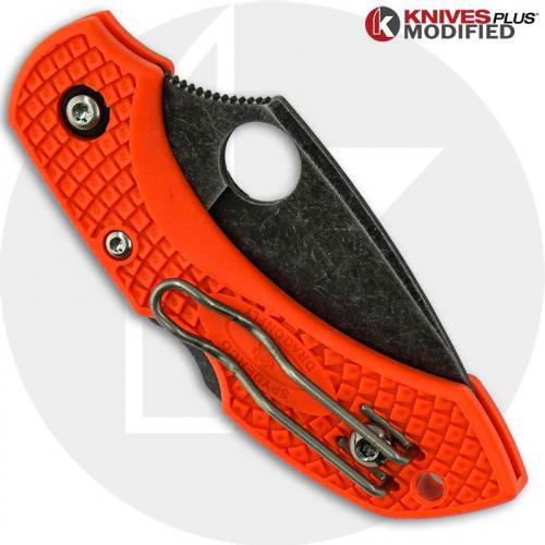 MODIFIED Spyderco Dragonfly 2 - ACID WASH - Orange Handle