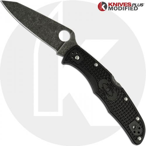 MODIFIED Spyderco Endura 4 - Acid Stonewash - Regrind - Black Handle