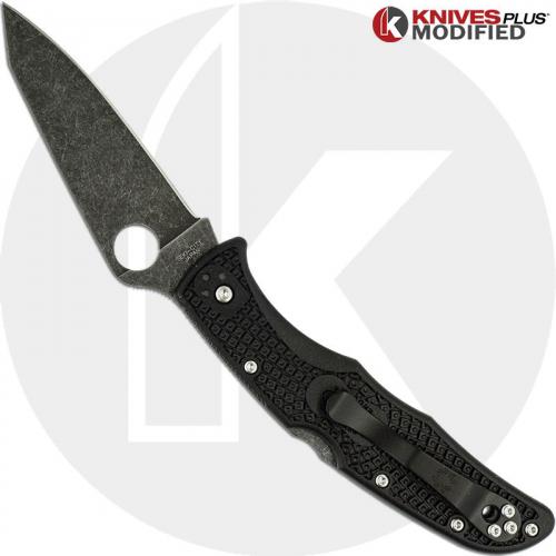 MODIFIED Spyderco Endura 4 - Acid Stonewash - Regrind - Black Handle