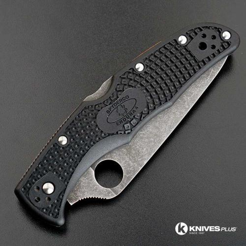 MODIFIED Spyderco Endura 4 - ACID WASH - Black Handle/Orange Backspacer