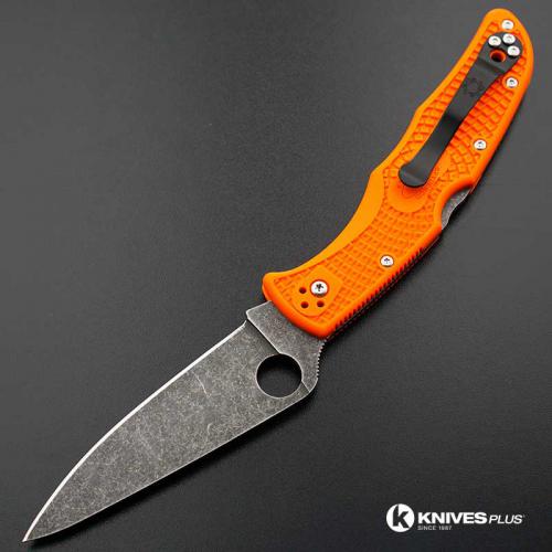 MODIFIED Spyderco Endura 4 - ACID WASH - Orange Handle/Black Backspacer