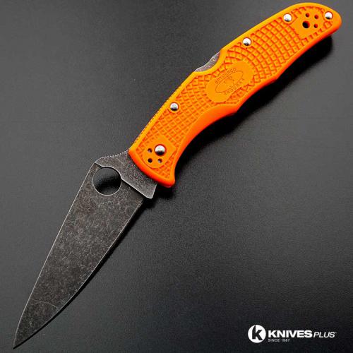 MODIFIED Spyderco Endura 4 - ACID WASH - Orange Handle/Black Backspacer