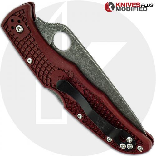 MODIFIED Spyderco Endura 4 - The Ron Burgundy - Acid Wash - Rit Dyed Handle