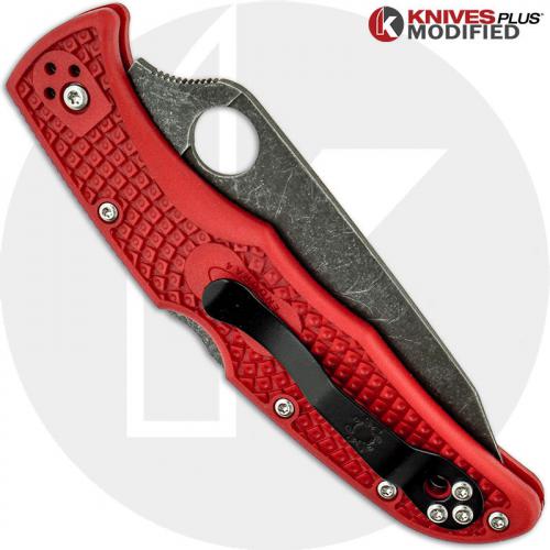 MODIFIED Spyderco Endura 4 - The Red Dragon - Acid Wash - Regrind - Rit Dyed Handle