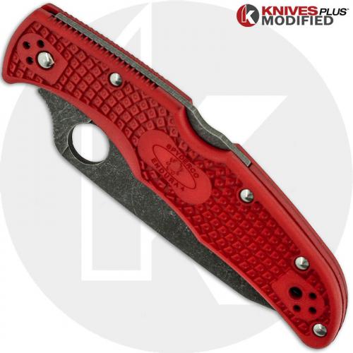 MODIFIED Spyderco Endura 4 - The Red Dragon - Acid Wash - Regrind - Rit Dyed Handle