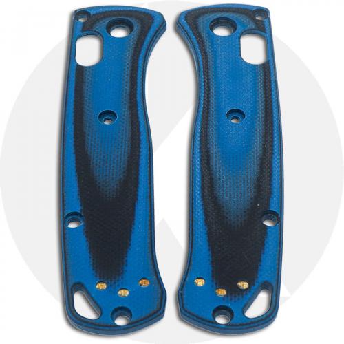 KP Custom G10 Scales for Benchmade Mini Bugout Knife - Black / Cobalt Blue - Contoured - Smooth Surface