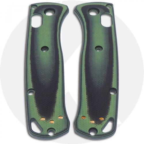 KP Custom G10 Scales for Benchmade Mini Bugout Knife - Black / Zombie Green - Contoured - Smooth Surface