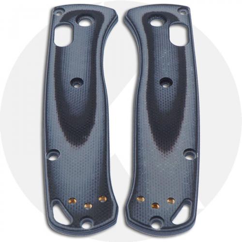 KP Custom G10 Scales for Benchmade Mini Bugout Knife - Black / Grey - Contoured - Smooth Surface