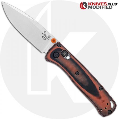 MODIFIED Benchmade Mini Bugout 533 Knife + KP Contoured Black / Orange G10 Scales