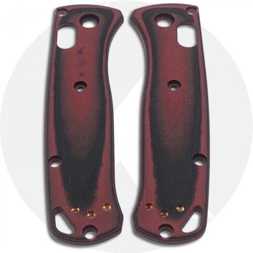 KP Custom G10 Scales for Benchmade Mini Bugout Knife - Black / Red - Contoured - Smooth Surface