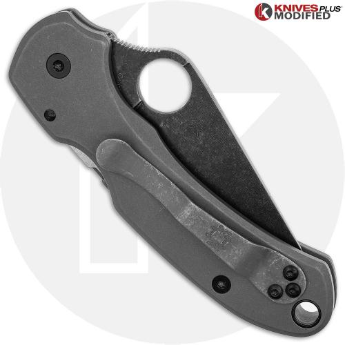 MODIFIED Spyderco Para 3 Maxamet Knife with Acid Stonewash + KP AWT Skinny Cut Titanium Blasted Tumbled Scales + KP All Black Ha