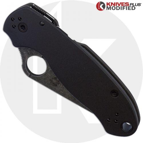 MODIFIED Spyderco Para 3 Knife with Acid Stonewash Blade + KP Black Anodized Titanium Scales + All Black Hardware