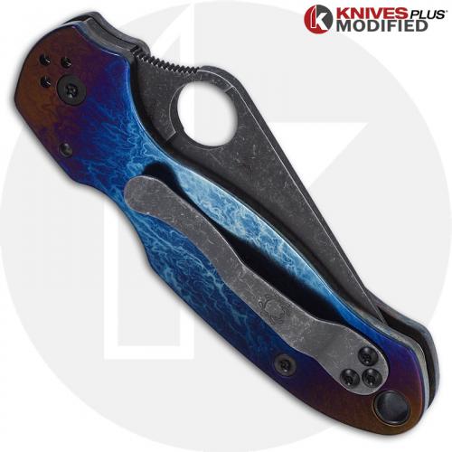 MODIFIED Spyderco Para 3 Knife with Acid Stonewash Blade + KP Super Nova Titanium Scales + All Black Hardware