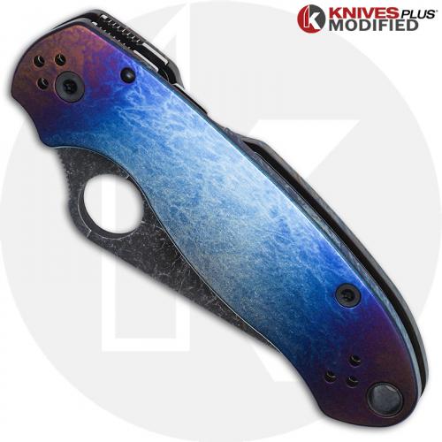 MODIFIED Spyderco Para 3 Knife with Acid Stonewash Blade + KP Super Nova Titanium Scales + All Black Hardware