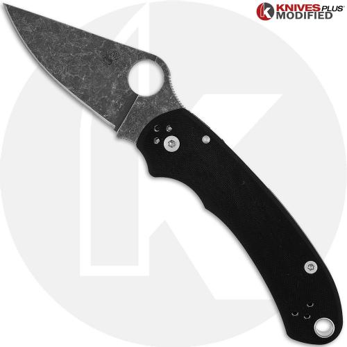 MODIFIED Spyderco Para 3 Knife ACID WASH Blade Black G10 + AWT Skinny Cut