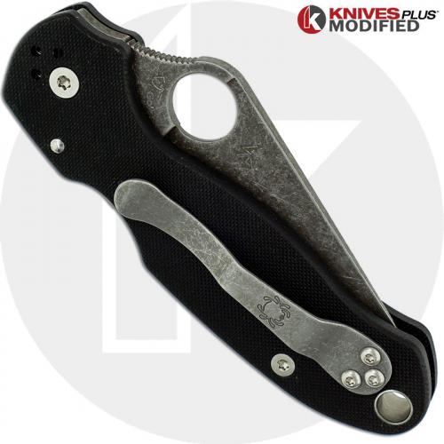 MODIFIED Spyderco Para 3 Knife ACID WASH Blade Black G10