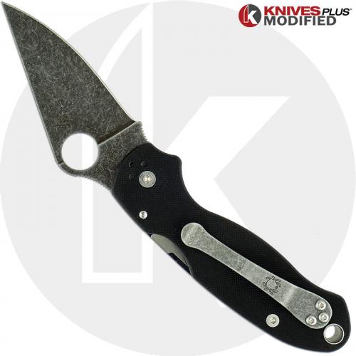 MODIFIED Spyderco Para 3 Knife ACID WASH Blade Black G10