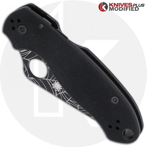 MODIFIED Spyderco Para 3 Knife - Black CPM S45VN Blade - Web Blade Engraving