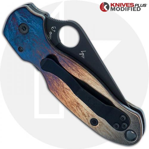 MODIFIED Spyderco Para 3 Black DLC Knife + KP Titanium Quasar Scales