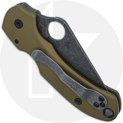 MODIFIED Spyderco Para 3 Knife with Acid Stonewash Blade + AWT Agent SKINNY FDE Scales + All Black Hardware