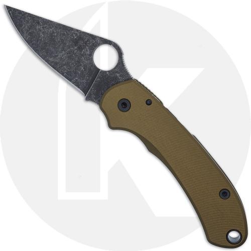 MODIFIED Spyderco Para 3 Knife with Acid Stonewash Blade + AWT Agent SKINNY FDE Scales + All Black Hardware