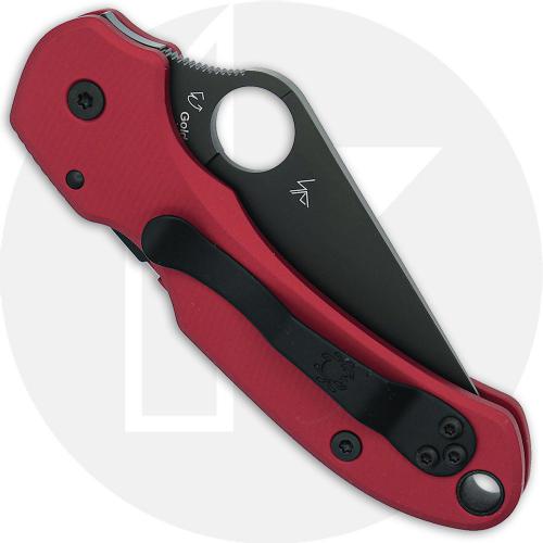 MODIFIED Spyderco Para 3 Black DLC Knife + AWT Agent SKINNY Weathered Red Scales