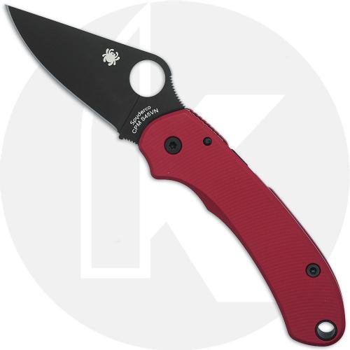 MODIFIED Spyderco Para 3 Black DLC Knife + AWT Agent SKINNY Weathered Red Scales