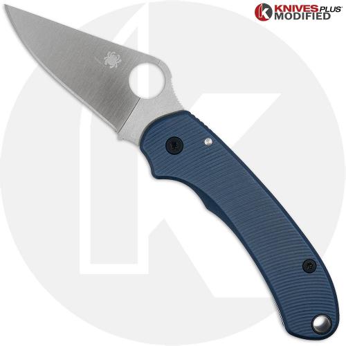 MODIFIED Spyderco Para 3 Salt Knife - Satin MagnaCut + Exclusive AWT Midnight Blue Type III Hard Coat Scales