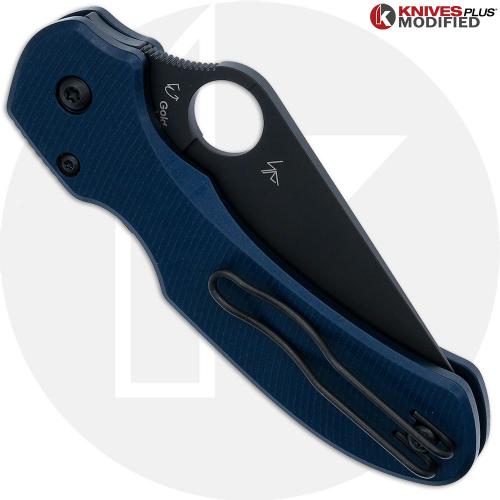 MODIFIED Spyderco Para 3 LW Knife Black DLC + Exclusive AWT Midnight Blue Scales