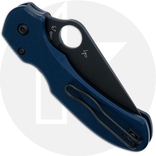 MODIFIED Spyderco Para 3 LW Knife Black DLC + Exclusive AWT Midnight Blue Scales