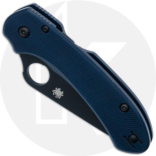 MODIFIED Spyderco Para 3 LW Knife Black DLC + Exclusive AWT Midnight Blue Scales