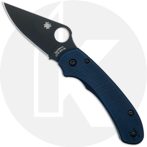 MODIFIED Spyderco Para 3 LW Knife Black DLC + Exclusive AWT Midnight Blue Scales