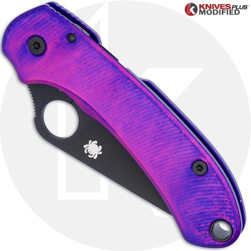MODIFIED Spyderco Para 3 Black DLC Knife + AWT Agent SKINNY Custom Anodized Scales