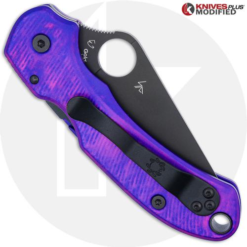 MODIFIED Spyderco Para 3 Black DLC Knife + AWT Agent SKINNY Custom Anodized Scales