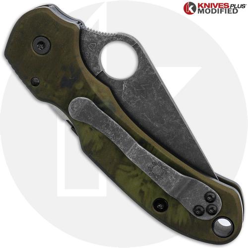 MODIFIED Spyderco Para 3 Knife + Acid Stonewash Blade + AWT Agent SKINNY Custom Anodized Scales + All Black Hardware