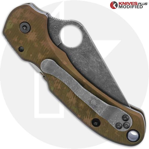 MODIFIED Spyderco Para 3 Knife + Acid Stonewash Blade + AWT Agent SKINNY Custom Anodized Scales + All Black Hardware