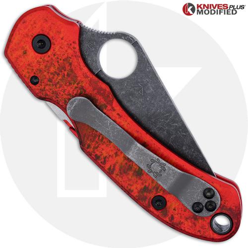 MODIFIED Spyderco Para 3 Knife + Acid Stonewash Blade + AWT Agent SKINNY Custom Anodized Scales + All Black Hardware