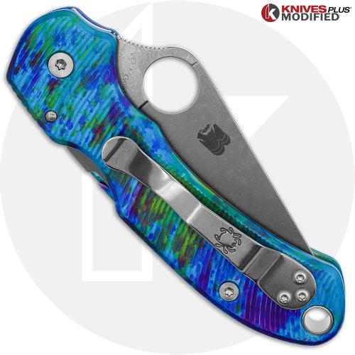 MODIFIED Spyderco Para 3 Knife 15V Sprint Run + AWT Aggressive Agent Custom Anodized Scales (1)
