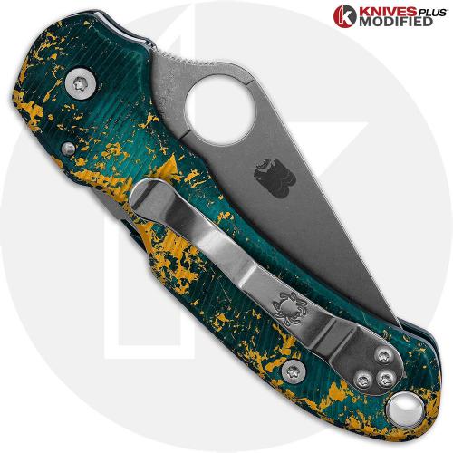 MODIFIED Spyderco Para 3 Knife 15V Sprint Run + AWT Aggressive Agent Custom Anodized Scales (2)