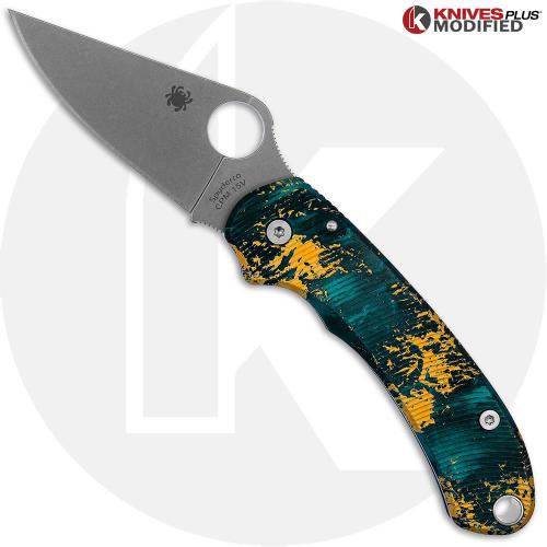 MODIFIED Spyderco Para 3 Knife 15V Sprint Run + AWT Aggressive Agent Custom Anodized Scales (2)