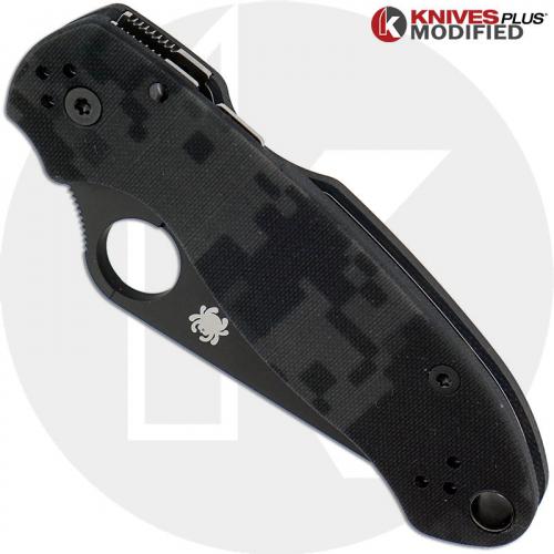 MODIFIED Spyderco Para 3 Knife - Black/Gray Digital Camo - DLC Blade - Rit Dyed Handle