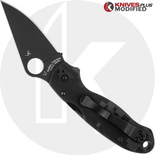 MODIFIED Spyderco Para 3 Knife - Black/Gray Digital Camo - DLC Blade - Rit Dyed Handle