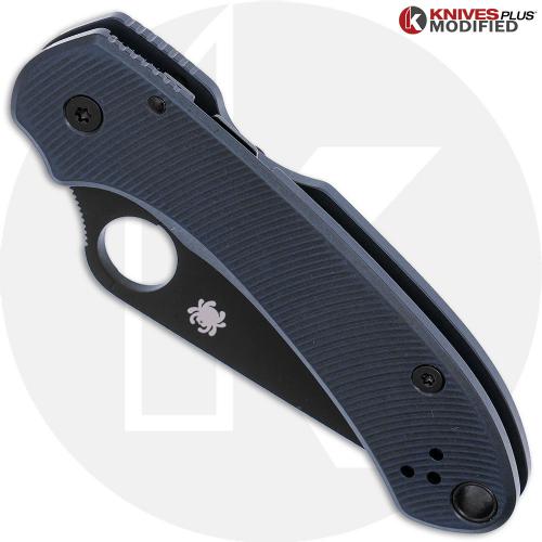 MODIFIED Spyderco Para 3 Knife DLC Blade + Exclusive AWT SKINNY Midnight Blue Type III Hard Coat Scales