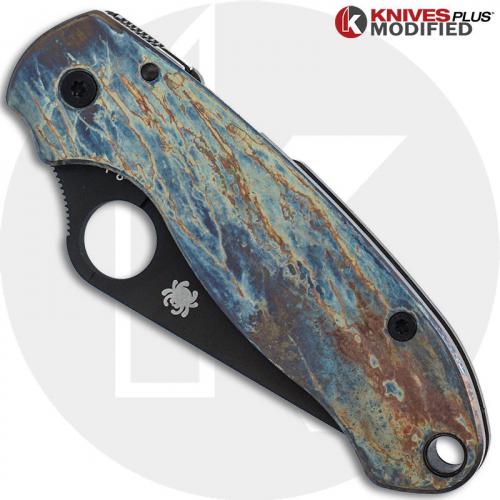 MODIFIED Spyderco Para 3 Knife with Black DLC Blade & Titanium Flytanium scales - MAYHEM FINISH