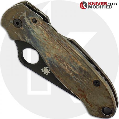 MODIFIED Spyderco Para 3 Knife with Black DLC Blade & Titanium Flytanium scales - MAYHEM FINISH